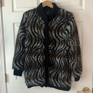 Vintage 80s Rochelle California Mohair Blend Animal Print‎ Full Zip Jacket, Sz M